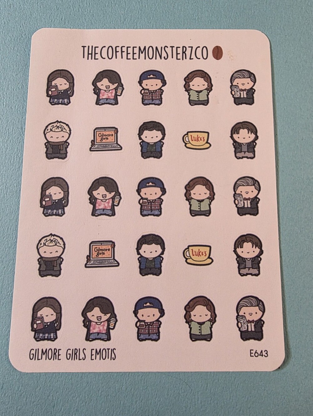 TheCoffeeMonsterZCo Gilmore Girls Emotis Sticker Sheet - Pastel Pink Accents